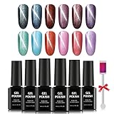 TOMICCA Cateye Nagellack mit Magnet 6*8ml Magnetischer Gel-Nagellack Galaxy Glitter Magic Shiny Effect UV Nagellack UV LED Nail Art Maniküre Set für Salon und Heimwerk