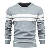 XWLY Sweater Herren Herbst Winter Trend Mode Stehkragen/Rundhals Britischer Stil Männer Pullover Modern Slim Fit Stretch Langarm Weich Komfortabel Atmungsaktiv Herren Pulli A-Blue1 3XL