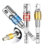 Yuegu 3 tlg Sechskant Stecknussadapter Stecknuss Adapter Steckschlüssel Schraubenschlüssel Nuss Set Verbindung Kopfverlängerung mit Farbbänder für Akkuschrauber, 1/4' 3/8' 1/2'