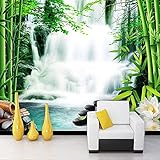XHXI Fototapete Großes Papier Wandmontage 3D Cascade Stereo Bambuswald Moderne Wandfarbe Wohnzimmer TV Leinwand Wand Nah Wandbild fototapete 3d Tapete effekt Vlies wandbild Schlafzimmer-300cm×210