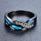 Ring Ringe Damen Bijouterie Herren Boho Weiblicher Kleiner Stein Ring Vintage Schwarz Gold Kreuz Eheringe Für Frauen Versprechen Weiß Blau Opal Verlobungsring 7 Blueop