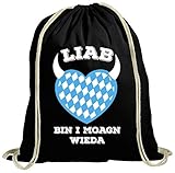 ShirtStreet Gaudi Wiesn natur Turnbeutel Rucksack Gymsac Oktoberfest - Liab bin i moagn wieda, Größe: onesize,schw