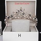 RUHJICHU Haarschmuck mädchen Retro Black Crystal Bridal Tiaras Crowns Vintage Prinzessin Strass Schleier Tiara Stirnband Hochzeit Haarschmuck (Metal Color : H)