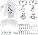 Punvot Schutzengel Anhänger, 24 Stücke Gastgeschenke Taufe Hochzeit Schutzengel mit Organza Beutel Kraftpapier für Gastgeschenke Kommunion Konfirmation Geschenk Baby Taufe Mädchen Party Mitbring