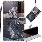 Yiizy Handyhüllen für Samsung Galaxy A5 (2016) A510F, Tiger Ledertasche Flip Hülle Wallet Stylish mit Standfunktion Magnetisch PU Tasche Schutzhülle passt für Galaxy A5 (2016) Smartp