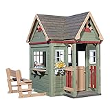 Backyard Discovery Spielhaus Victorian Inn aus Holz | Outdoor Kinderspielhaus für den Garten inklusive Zubehör | Gartenhaus für Kinder mit Fenstern in Grü