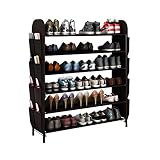 ACCSTORE 6-Tier Metall Freistehende Schuhregal, Tragbare Schuhablage Organizer mit Seitentaschen,B