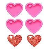Nifocc Herzform Silikonform Niedliche Liebe Herz Schlüsselbund Charms Epoxidharz Formen Gießformen mit Loch für DIY Basteln - 4 ST