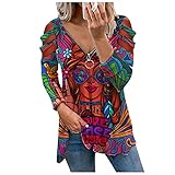 soxxcs Damenbekleidung top y2k Oversize Bluse Damen Daddys Lil Monster Shirt Longbluse weiß Langarm Tunika Print Shirt Pullover lang Damen Longshirt Damen Lang