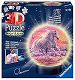 Ravensburger 3D Puzzle 11843 - Nachtlicht Puzzle-Ball Pferde am Strand - 72 Teile - ab 6 Jahren, LED Nachttischlampe mit Klatsch-M