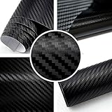 TipTopCarbon 6,57€/m² 3D Carbon Folie schwarz BLASENFREI 3m x 1,52m mit Luftkanäle Autofolie selbstkleb