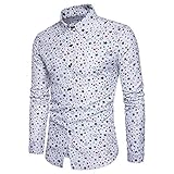 Wantess Herren Bedruckte Langarmhemden Mode Persönlichkeit Trend All-Match Alltag Lässig Bequem Klassisch Basic Hemd XL