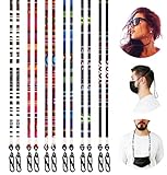 LANNYS 3 in 1: Brillenband, Maskenkette & Schlüsselband. Brillenkette & einstellbarer Maskenhalter, Maskenband für Mundschutz/Einwegmasken / FFP2 Maske, Maskenhalterung Hinterkopf (Bunt, 6er Set)