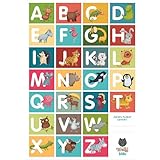 WOLFF KIDS ABC Poster für Kinder I Buchstaben Lernen mit Tieren I Buchstaben-Plakat I ABC Lernposter groß für Kindergarten, Vorschule oder Grundschule I Alphabet Poster Gr. 42 x 59