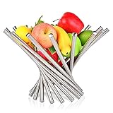 Kreative faltbare Obstschale aus Edelstahl, faltbarer dekorativer Obstkorb, moderner Präsentationsständer, kreativer Küchenbedarf, Regal für die Küche, Aufbewahrung von Apfel, Orange, Zitrone, Silb