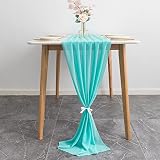 Tischläufer Hochzeit, Tischläufer Chiffon, Tischläufer Weiß, Tischläufer Hochzeit Kommunion Modern, Romantisch Hochzeitsläufer Küchentischläufer for Hochzeit, Geburtstagsfeier, 70×300 cm (Türkis)