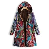 Darringls Damen Kapuzenjacke Hoodie Lang Langarm Gefüttert Fleece Jacke Mantel Plüsch Wintermantel Plüschmantel Plüschjacke Fleecemantel Kapuzenmantel Herbstmantel Herbstjacke Winterjack