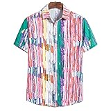 Hemd Herren Sommer Loose Moderner Urban Shirt Herren Hawaii Urlaub Sandstrand Style Hemd Herren Mode Lässig Surfen Tops Herren Kent Kragen Knopfleiste Kurzarm Shirt H