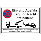 Schild'Ein- und Ausfahrt freihalten' Hinweisschild 300x200 mm stabile Aluminiumverbundplatte 3mm stark - inkl. 4 Eckbohrung