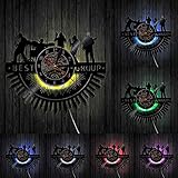 Beste Gruppe Musik Band Schallplatte Wanduhr LED Symbol Mann Höhle Beleuchtung Stimmungslampe Wanduhr Rockmusik Fans Geschenk