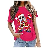 TTLOVE Damen T-Shirt Weihnachten Weihnachts T-Shirt Netter Print O-Ausschnitt Blouse Weihnachtsparty Kurzarm Tops Frauen Tshirt Tee Tops B