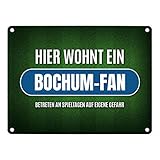 trendaffe - Hier wohnt EIN Bochum-Fan Metallschild mit Rasen Motiv Fußball Bochum Tor Sp