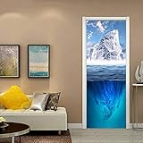 LuSeven 3D Tür Aufkleber für Schlafzimmer Küche Toilette Gletscher Ozean Spiegelung 40x120cm(15.74 inches * 47.24 inches) Türtapete Selbstklebend Türfolie Poster Tapete Türaufkleber XXL Aufkleber F