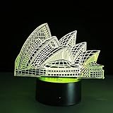 ASDUU Sydney Opera House 3D Led Illusion Nachtlicht 7 Farbwechsel Touch Tisch Schreibtischlampe Architektur Schönheit Lampe Dek