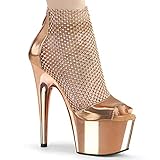 Pleaser Damen ADORE-765RM Plateau High Heels Sandalette PU Rose Gold 39 EU