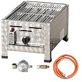 ChattenGlut PureOne Tisch-Gasgrill, Edelstahl 4,5kW Leistung BxTxH 340x530x270 für Terrasse, Garten und Camping