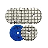 BGTEC 100 mm Trockendiamant-Polierpads Satz 6 Stück Körnung 50 Pads Kit für Granit Marmor Stein Quarz Fliesen Betonboden Kanten Polieren der Arbeitsp