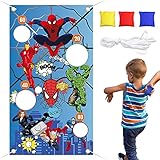 Superhero Spiderman Werfen Spiele, Partydekorationen zu Bauernhoftieren, lustiges Karnevalsspiel für Kinder und Erwachsene bei Karnevalsparty-Aktivitäten mit 3 Sitzsäcken, Spaß Sitzsack Spiel S