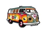 MQ Hippie Bus - Bully - Love Peace - Aufnäher Aufbügler Applik