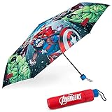 Regenschirm Kinder Avengers - BONNYCO | Regenschirm Sturmfest mit Verstärkter Struktur - Klappschirm mit für Tasche, Rucksack oder Reise | Regenschirm Klein Jungen - Geschenke für Jung