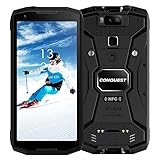 Outdoor Handy Ohne Vertrag,Conquest S12 Pro 4G Dual-SIM Wasserdicht Handy, 8000mAh Batterie DMR/PoC Gegensprechanlage,6GB+128GB,20MP+13MP Kamera,110dB Subwoofer, Face ID, NFC (Black, POC)