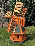 Darlux Sechseck Garten-Windmühle aus Holz kugelgelagert Braun in Höhe 70 cm (Windmühle L, Braun/Grün)
