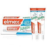 ELMEX Zahnpasta Junior, Doppelpack (2 x 75 ml) - Zahncreme für Kinder von 6-12 Jahren mit mildem Geschmack