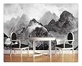 Fototapete 3D-Wallpaper, Schwarz-Weiß-Berge Und Wolken Für Das Sofa Tv Schlafzimmer Hintergrund, 300Cmx210C
