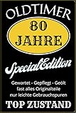Oldtimer 80 Jahre Spezial Edition Geburtstagskind im Top Zustand: 80. Geburtstag Geschenk Notizbuch für Männer und Frauen, Geschenkideen für 80 jährige Grosseltern Oma Opa Bruder Schwester F