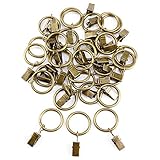 Anladia 30 STK. 25mm Durchmesser Mehrzweck Metall Vorhangringe Vorhang Clip Gardinenstange Gardinenringe Vorhangringe mit Clips B