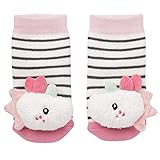 Fehn 057164 Rasselsocken Einhorn – Flauschige Babysocken mit Einhorn-Köpfchen und Rassel-Funktion – Fördern Motorik & Sinne – Für Babys zwischen 0 und 12 Monaten – Größe: 12