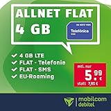 Handyvertrag green LTE 4 GB - Internet-Flat, FLAT Telefonie & SMS in alle Deutschen Netze, FLAT EU-Roaming, Monatlich kündbar für nur 5,99€/Monat, Telefonica N