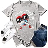 BOTCAM Couple Tshirt Damen Valentinstag Shirt O-Ausschnitt Kurzarm Shirts Basic Sommer T-Shirt Oberteile Coole Damenmode T-Shirts Elegant Bluse Tunika Tops Happy Valentine'S Day