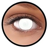 Farbige Kontaktlinsen weiß Dead Zombie 60% Sicht + Behälter, weich, ohne Stärke in als 2er Pack (1 Paar)- angenehm zu tragen und perfekt für Halloween, Karneval, Fasching oder Fastnacht Kostü