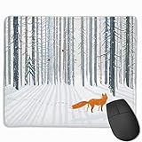 Gaming Mouse Pad, personalisierte benutzerdefinierte Maus Padnon-Slip Gummi Gaming Mouse Pad, bleiben Sie positiv, arbeiten Sie hart und lassen Sie es passieren Tier Winter Ein Fuchs im Wald Vog