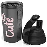 CUTE NUTRITION® Protein Shaker 700ml Blender Bottle | Eiweiß Shaker Schwarz| für cremige Shakes mit Siebeinsatz | Auslaufsicher Spülmaschinenfest und B