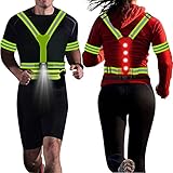 LED Reflektierende Laufausrüstung Set, Verstellbare Laufweste mit LED-Licht, Reflektierende Armbändern, Gürteltasche mit Kopfhörerloch für Nachtlaufen, Walking, Radfahren und Hund Walking Sp