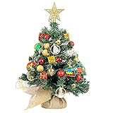 SY CRAFT 50 cm Mini-Weihnachtsbaum-Licht, künstlicher Weihnachtsbaum, 50 LED-Lichterkette, 34 Stück Weihnachtsbaum-Ornamente für Weihnachten, Tischplatte, Schreibtisch-Dekoration, Heim-Dek
