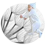 Extreme Close Pusteblumen-Teppich, flach, rund, rutschfest, saugfähig, komfortabel, runder Teppich, Yoga-Matte für Eingangsbereich, Wohnzimmer, Schlafzimmer, Sofa, Heimdekoration (6,8 cm Durchmesser)