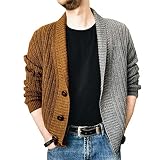 BAIXIAOCHI Herbst Und Winter Herren Zweifarbige NäHte V-Ausschnitt Strickjacke Lose Plus S